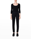 Akris Punto Chio Stretch Wool Crepe Straight Leg Pants In Black