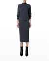 Akris Punto Virgin Wool-cashmere Midi Pencil Skirt In Slate