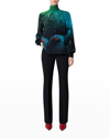 AKRIS PUNTO CLOSE-UP BUTTERFLY WING-PRINT SILK BLOUSE