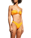 Weworewhat U-ring Textured Bandeau Bikini Top In Carrot
