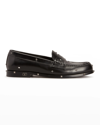 VALENTINO GARAVANI MEN'S STUDDED LEATHER PENNY LOAFERS