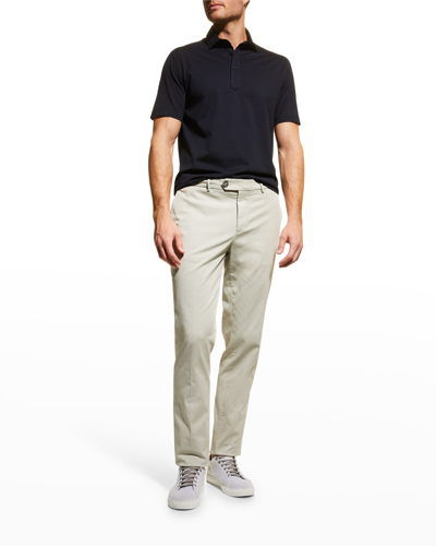 Brunello Cucinelli Men's Jersey Polo Shirt In Navy