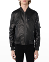 Amiri Black Bomber Leather Jacket In Black