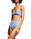 Weworewhat O-ring Textured Strapless One-piece Swimsuit In Nocolor