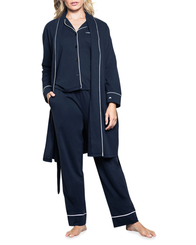 Shop Petite Plume Luxe Pima Cotton Robe In Black