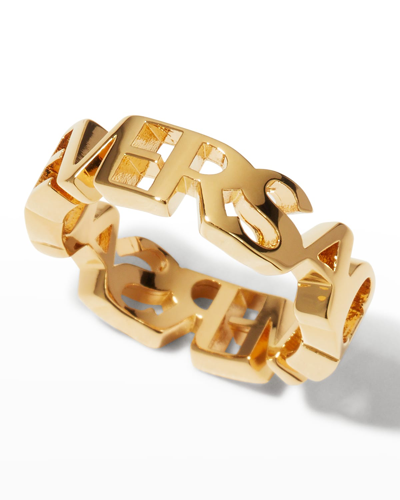 Versace Logo Lettering Ring In  Gold