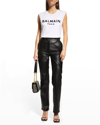 Balmain 3-button Flocked Logo Tank Top In Whiteblack