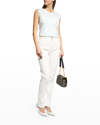 Balmain 3-button Flocked Logo Tank Top In Vert Paleblanc