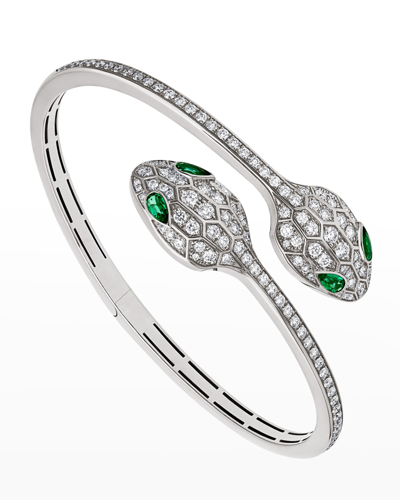 Bvlgari Serpenti Bypass Bracelet In 18k White Gold And Diamonds