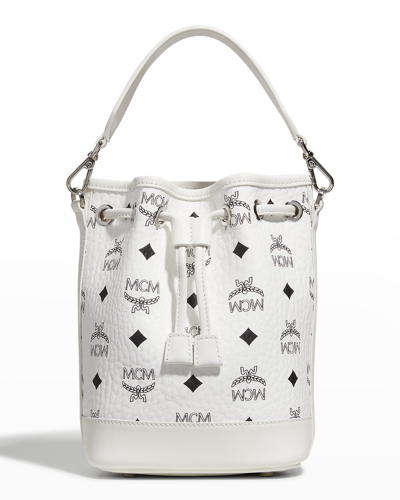 Mcm Dessau Visetos Mini Drawstring Bucket Bag In Cognac
