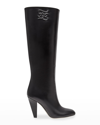 Fendi 95mm Leather Knee Boots In Sabbia Bag