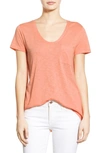 Caslon Rounded V-neck T-shirt In Coral Pink
