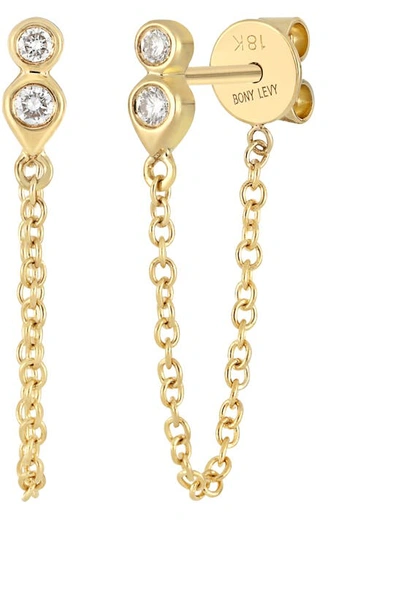 Bony Levy Monaco Diamond Bezel Chain Earrings In 18k Yellow Gold