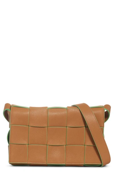 Bottega Veneta Cassette Intrecciato Leather Cross-body Bag In Caramel 20-pistach-g