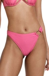 River Island O-ring High Leg Bikini Bottoms In Pink Bright