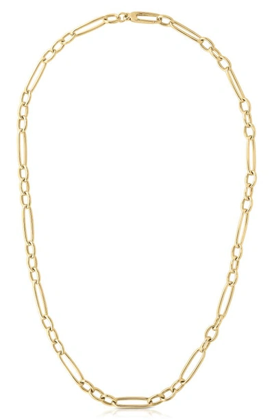 Roberto Coin 18k Gold Mixed Oval-link Necklace In Yellow Gold