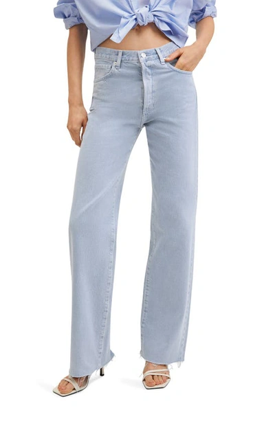 Mango High Waist Nonstretch Wide Leg Jeans In Sky Blue