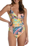 LA BLANCA SOLEIL TWIST KEYHOLE ONE-PIECE SWIMSUIT