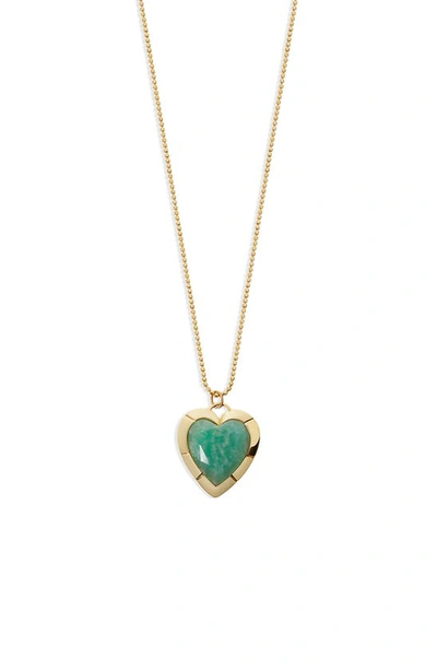 Argento Vivo Sterling Silver Amazonite Heart Pendant Necklace In Gold