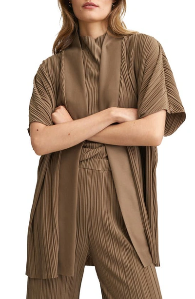Mango Oversize Pleated Caftan Medium Brown