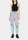 Adidas By Stella Mccartney Organic Cotton Animal-print Track Pants In Grey,blue