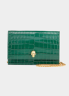 Alexander Mcqueen Mini Mock-croc Crossbody Bag With Small Skull In Emerald