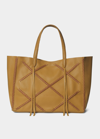 Callista Crisscross Grain Leather Tote Bag In Dijon