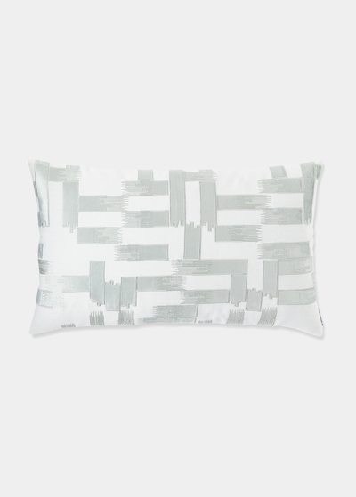Lili Alessandra Capri Linen Decorative Pillow, 18 X 30 In White/aquamarine