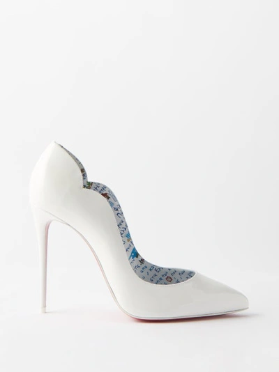 Christian Louboutin Hot Chick 100 Patent-leather Pumps In T306 Bianco/lin Mult