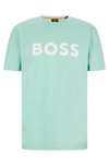 Hugo Boss Cotton-jersey T-shirt With Rubber-print Logo In Light Green