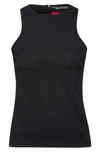 HUGO STRETCH-COTTON SLEEVELESS TOP WITH STACKED LOGO