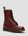 Dr. Martens 1490 Smooth Leather Mid Calf Boots In Cherry Red