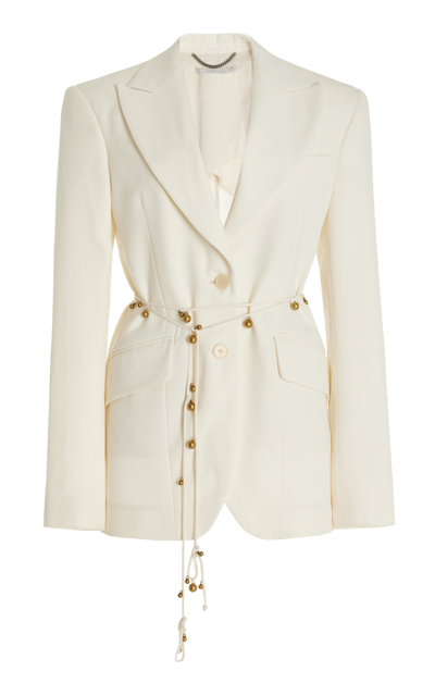 Stella Mccartney Embellished-belt Twill Suit Blazer In Cream