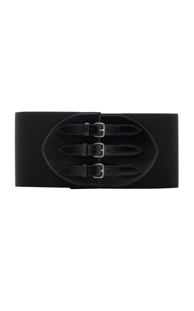 Alaïa Elastic Leather Corset Belt In Black