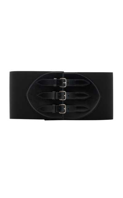 Alaïa Buckled Leather Corset Belt In Negro