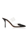 ALAÏA LE CŒUR PVC; LEATHER MULES