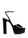 Saint Laurent Jodie 145 Patent Leather Platform Sandals In Black