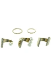 Olivia Welles Imitation Cassia Pearl & Crystal Ring Set In Gold / Cream