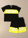 Gcds Babies' T-shirt + Jogging Shorts Set In Black