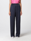 Giorgio Armani Wide Leg Silk Trousers In Blue