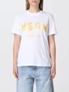 Msgm Cotton T-shirt With Logo In White