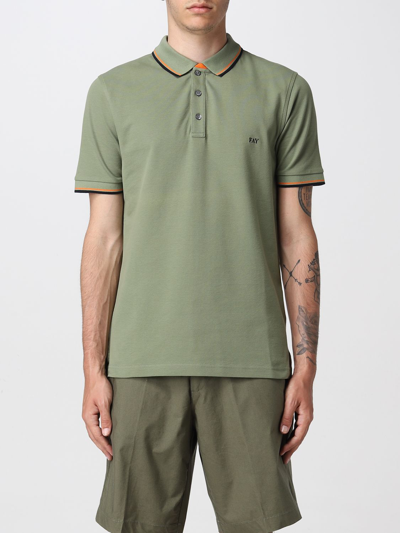 Fay Polo Shirt With Embroidered Logo In Green