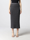Tory Burch Black Metallic-weave Wool-blend Midi Skirt In Black