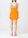 Chiara Ferragni Mini Dress With Logomania Band In Orange