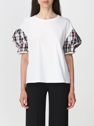 Twinset Check-detail Short-sleeved T-shirt In White