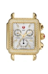 Michele Deco Diamond Diamond Dial Gold Plated Watch Case, 33mm X 35mm In Gold
