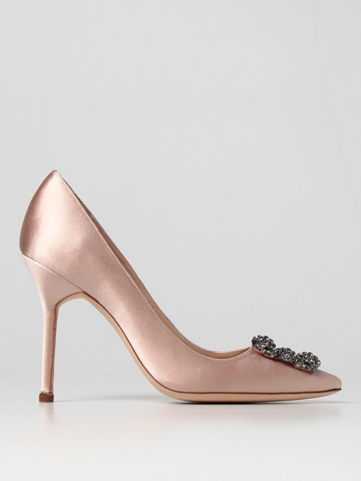 Manolo Blahnik Hangisi Satin Pumps In Nude