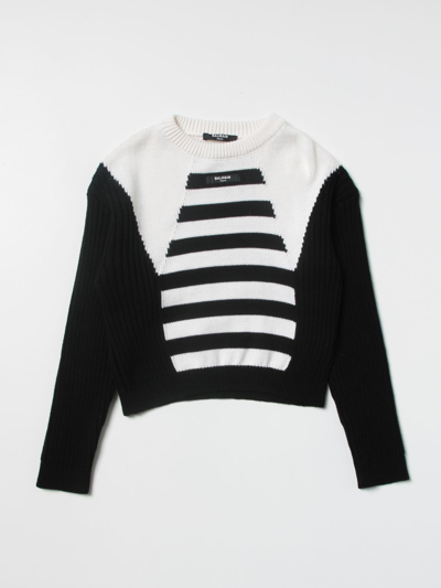 Balmain Kids' Striped Sweater In White