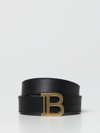Balmain Black Smooth Calfskin B-belt Belt In Gold