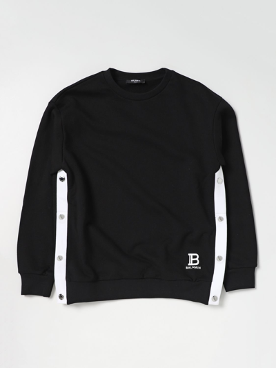 Balmain Kids' Sweatshirt With Contrasting Bands In Black